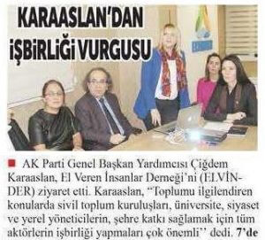 Sn. Mv. Çiğdem Karaaslan'nın ELVİN'i ziyareti haberler görseli